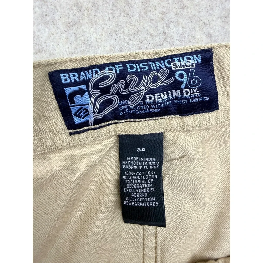 Enyce Mens 34 Khaki Baggy Shorts Y2K Hip Hop Streetwear Twill 90s Tan wide leg